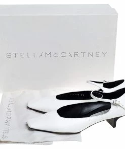 Deals ❤️ Stella McCartney White Faux Leather Percy Mary Jane Square Toe Pump Size 36 For 👩 Women 🌟 -Stella McCartney Shop luxury women stella mccartney used shoes p373081 001