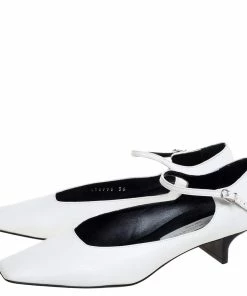 Deals ❤️ Stella McCartney White Faux Leather Percy Mary Jane Square Toe Pump Size 36 For 👩 Women 🌟 -Stella McCartney Shop luxury women stella mccartney used shoes p373081 002