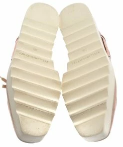 Outlet 🤩 Stella McCartney Rose Gold Faux Patent Leather Elyse Star Platform 👟 Sneakers Size 38.5 For 👩 Women 🧨 -Stella McCartney Shop luxury women stella mccartney used shoes p374593 001