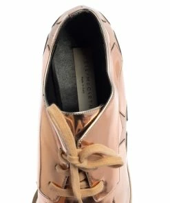 Outlet 🤩 Stella McCartney Rose Gold Faux Patent Leather Elyse Star Platform 👟 Sneakers Size 38.5 For 👩 Women 🧨 -Stella McCartney Shop luxury women stella mccartney used shoes p374593 002