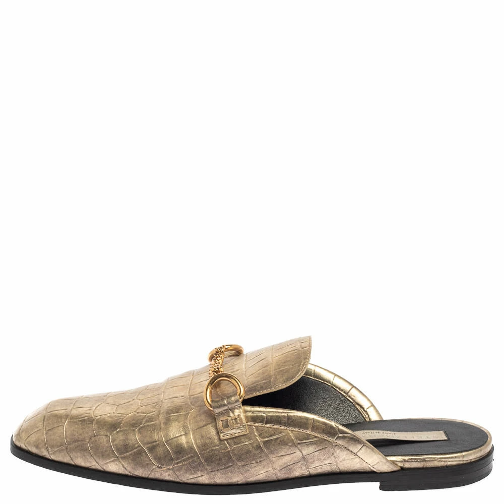 Deals ⭐ Stella McCartney Gold Faux Croc Embossed Leather Flat Mules Size 38.5 For 👩 Women ✨ 4 Deals ⭐ Stella McCartney Gold Faux Croc Embossed Leather Flat Mules Size 38.5 For 👩 Women ✨ - Image 2