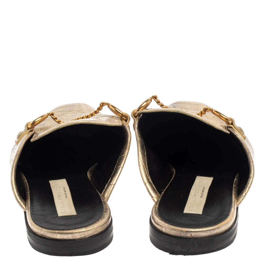 Deals ⭐ Stella McCartney Gold Faux Croc Embossed Leather Flat Mules Size 38.5 For 👩 Women ✨ 7 Deals ⭐ Stella McCartney Gold Faux Croc Embossed Leather Flat Mules Size 38.5 For 👩 Women ✨ - Image 5