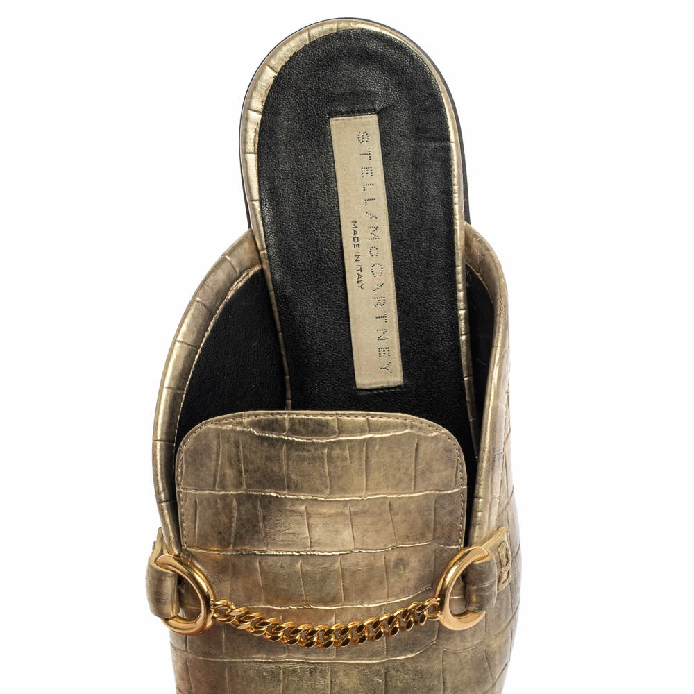 Deals ⭐ Stella McCartney Gold Faux Croc Embossed Leather Flat Mules Size 38.5 For 👩 Women ✨ 9 Deals ⭐ Stella McCartney Gold Faux Croc Embossed Leather Flat Mules Size 38.5 For 👩 Women ✨ - Image 7