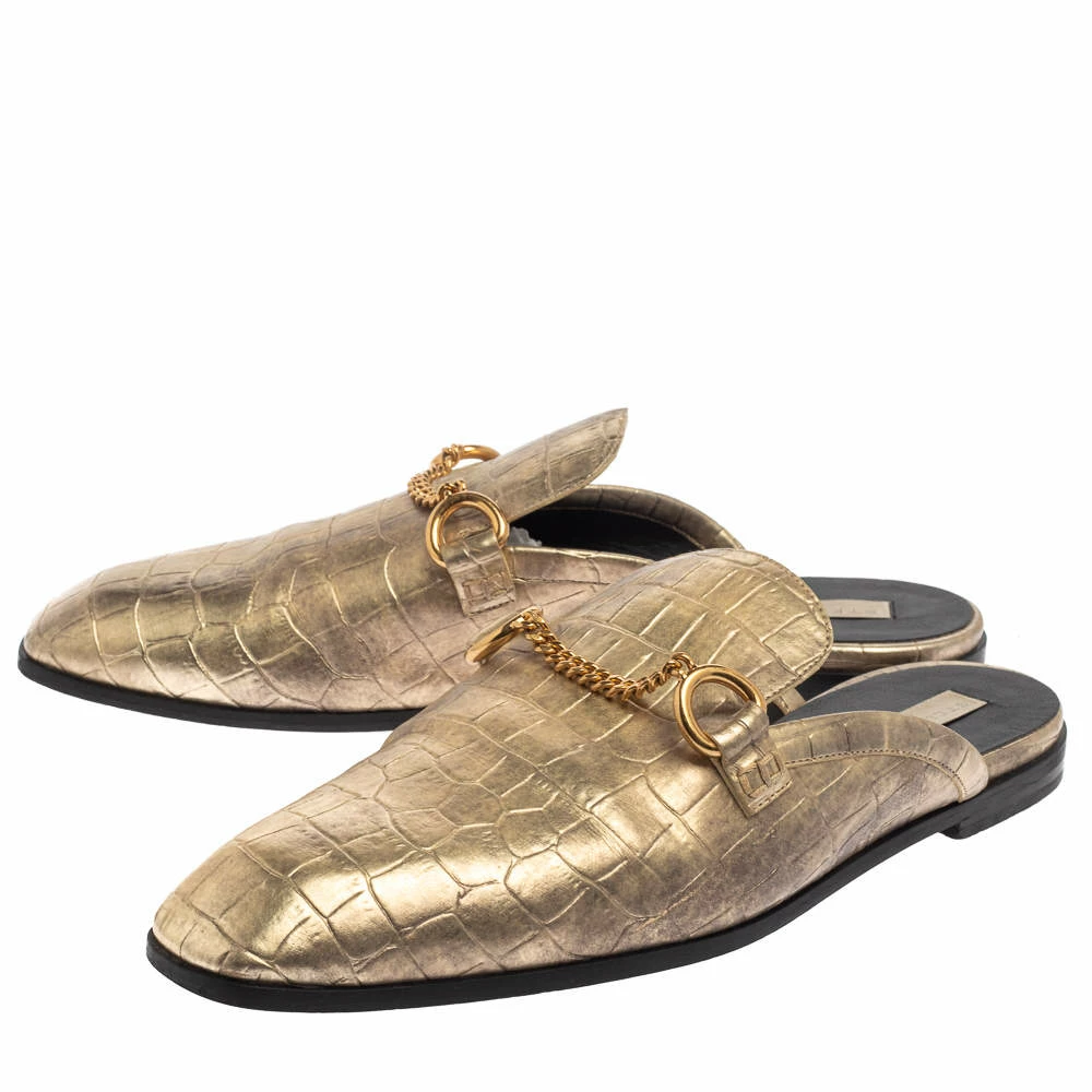 Deals ⭐ Stella McCartney Gold Faux Croc Embossed Leather Flat Mules Size 38.5 For 👩 Women ✨ 6 Deals ⭐ Stella McCartney Gold Faux Croc Embossed Leather Flat Mules Size 38.5 For 👩 Women ✨ - Image 4