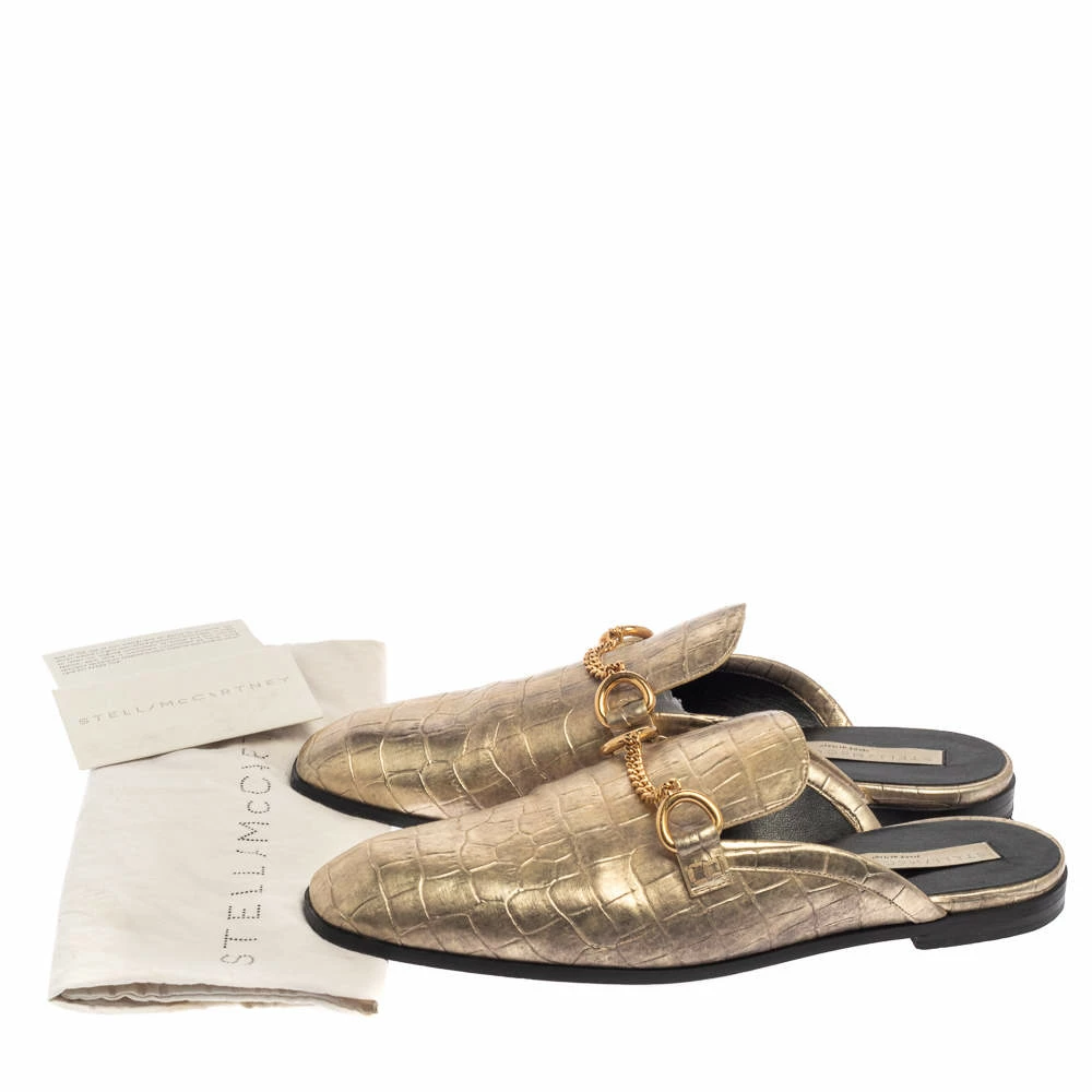 Deals ⭐ Stella McCartney Gold Faux Croc Embossed Leather Flat Mules Size 38.5 For 👩 Women ✨ 10 Deals ⭐ Stella McCartney Gold Faux Croc Embossed Leather Flat Mules Size 38.5 For 👩 Women ✨ - Image 8