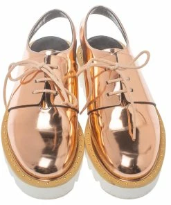 Deals 😀 Stella McCartney Metallic Rose Gold Patent Leather Slingback Mule 🩴 Sandals Size 36 For 👩 Women 🔔 -Stella McCartney Shop luxury women stella mccartney used shoes p383017 002