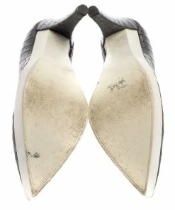 Best deal 😀 Stella McCartney Black Faux Croc Embossed Leather Pointed Toe Platform Pumps Size 39.5 For 👩 Women 😍 -Stella McCartney Shop luxury women stella mccartney used shoes p384752 002