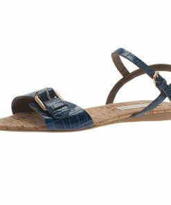New 😍 Stella McCartney Blue Faux Croc Linda Flat 🩴 Sandals Size 41 For 👩 Women 🌟