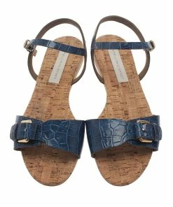 New 😍 Stella McCartney Blue Faux Croc Linda Flat 🩴 Sandals Size 41 For 👩 Women 🌟 -Stella McCartney Shop luxury women stella mccartney used shoes p38718 006