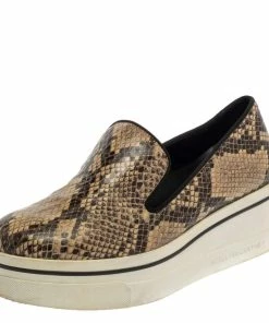 Top 10 ✨ Stella McCartney Multicolor Python Embossed Leather Platform Slip On 👟 Sneakers Size 38 For 👩 Women 🥰
