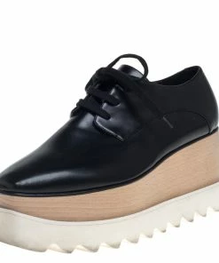 Coupon 🧨 Stella McCartney Black Faux Leather Elyse Platform 👟 Sneakers Size 37 For 👩 Women 🎁