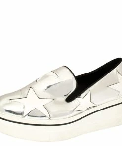 Discount โจ Stella McCartney Metallic Silver Faux Leather Binx Star Platform Slip On ๐ Sneakers Size 41 For ๐ฉ Women โจ