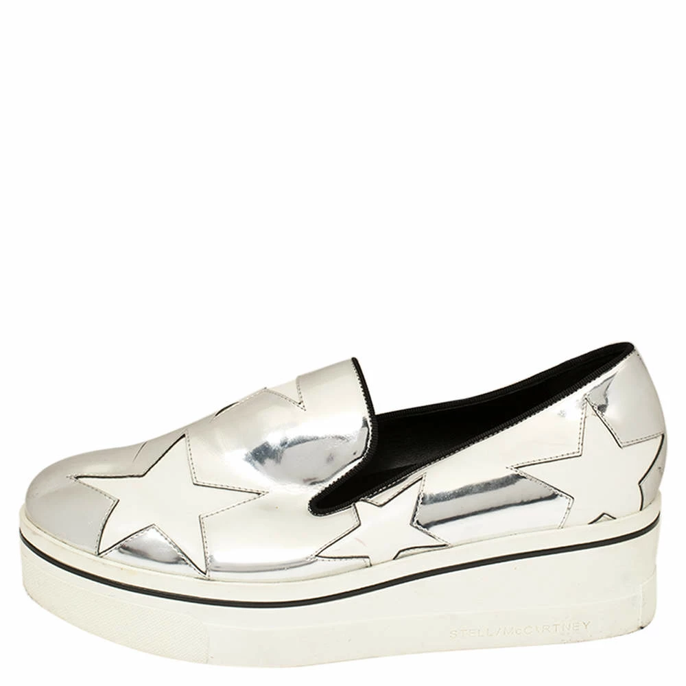 Discount โจ Stella McCartney Metallic Silver Faux Leather Binx Star Platform Slip On ๐ Sneakers Size 41 For ๐ฉ Women โจ 4 Discount โจ Stella McCartney Metallic Silver Faux Leather Binx Star Platform Slip On ๐ Sneakers Size 41 For ๐ฉ Women โจ - Image 2