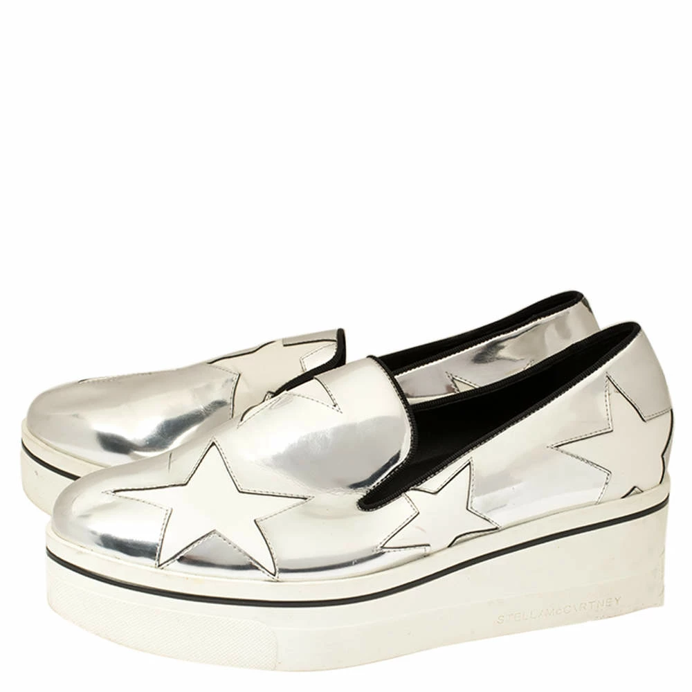 Discount โจ Stella McCartney Metallic Silver Faux Leather Binx Star Platform Slip On ๐ Sneakers Size 41 For ๐ฉ Women โจ 6 Discount โจ Stella McCartney Metallic Silver Faux Leather Binx Star Platform Slip On ๐ Sneakers Size 41 For ๐ฉ Women โจ - Image 4