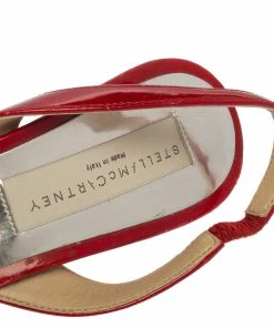 Outlet ⌛ Stella McCartney Red Faux Patent Leather Slingback Pointed Toe 🩴 Sandals Size 37.5 For 👩 Women ⌛ -Stella McCartney Shop luxury women stella mccartney used shoes p392467 008