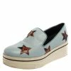 Buy 🥰 Stella McCartney Blue Faux Leather Binx Star Platform Slip On 👟 Sneakers Size 39 For 👩 Women ✨ -Stella McCartney Shop luxury women stella mccartney used shoes p393833 004