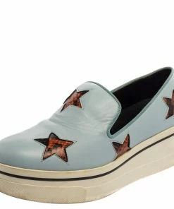 Buy 🥰 Stella McCartney Blue Faux Leather Binx Star Platform Slip On 👟 Sneakers Size 39 For 👩 Women ✨