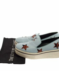 Buy 🥰 Stella McCartney Blue Faux Leather Binx Star Platform Slip On 👟 Sneakers Size 39 For 👩 Women ✨ -Stella McCartney Shop luxury women stella mccartney used shoes p393833 007