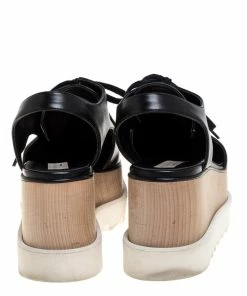 New 💯 Stella McCartney Black Faux Leather Elyse Cut Out Derby 👟 Sneakers Size 39 For 👩 Women 🔥 -Stella McCartney Shop luxury women stella mccartney used shoes p396235 002