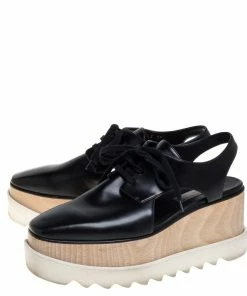 New 💯 Stella McCartney Black Faux Leather Elyse Cut Out Derby 👟 Sneakers Size 39 For 👩 Women 🔥 -Stella McCartney Shop luxury women stella mccartney used shoes p396235 007