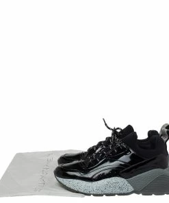 Coupon 🌟 Stella McCartney Black Faux Patent Leather And Fabric Scuba 👟 Sneakers Size 41 For 👩 Women ⭐ -Stella McCartney Shop luxury women stella mccartney used shoes p396943 002