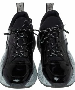 Coupon 🌟 Stella McCartney Black Faux Patent Leather And Fabric Scuba 👟 Sneakers Size 41 For 👩 Women ⭐ -Stella McCartney Shop luxury women stella mccartney used shoes p396943 004