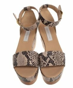 New 💯 Stella McCartney Beige/Black Faux Python Ankle Strap Wedges Size 40 For 👩 Women 🧨 -Stella McCartney Shop luxury women stella mccartney used shoes p401283 001