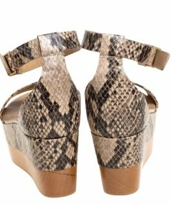 New 💯 Stella McCartney Beige/Black Faux Python Ankle Strap Wedges Size 40 For 👩 Women 🧨 -Stella McCartney Shop luxury women stella mccartney used shoes p401283 007