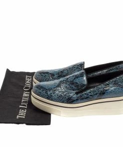 Brand new 🎉 Stella McCartney Blue Python Embossed Leather Binx Platform 👟 Sneakers Size 39 For 👩 Women 💯 -Stella McCartney Shop luxury women stella mccartney used shoes p402812 008