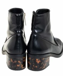 Coupon 🛒 Stella McCartney Black Faux Leather Zip Booties Size 37.5 For 👩 Women ✨ -Stella McCartney Shop luxury women stella mccartney used shoes p408392 002