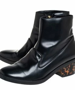 Coupon 🛒 Stella McCartney Black Faux Leather Zip Booties Size 37.5 For 👩 Women ✨ -Stella McCartney Shop luxury women stella mccartney used shoes p408392 007