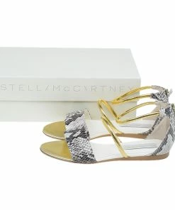 Best Pirce 😉 Stella McCartney Faux Python Chain Detail Flat 🩴 Sandals Size 38.5 For 👩 Women 😍 -Stella McCartney Shop luxury women stella mccartney used shoes p41280 012