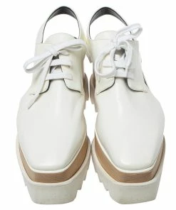 Brand new ✔️ Stella McCartney White Leather Elyse Cutout Platform Derby Size 37 For 👩 Women 🎉 -Stella McCartney Shop luxury women stella mccartney used shoes p413091 002