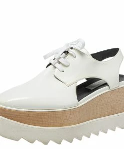 Brand new ✔️ Stella McCartney White Leather Elyse Cutout Platform Derby Size 37 For 👩 Women 🎉