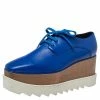 Deals ✔️ Stella McCartney Blue Faux Leather Platform Derby Size 38 For 👩 Women ⌛