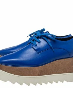 Deals ✔️ Stella McCartney Blue Faux Leather Platform Derby Size 38 For 👩 Women ⌛ -Stella McCartney Shop luxury women stella mccartney used shoes p413106 009