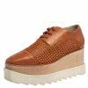 Best Pirce 😀 Stella McCartney Brown Faux Cut Out Leather Elyse Platform Derby Size 37 For 👩 Women 👏 -Stella McCartney Shop luxury women stella mccartney used shoes p413136 001