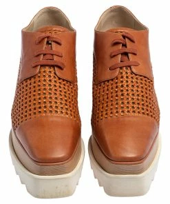 Best Pirce 😀 Stella McCartney Brown Faux Cut Out Leather Elyse Platform Derby Size 37 For 👩 Women 👏 -Stella McCartney Shop luxury women stella mccartney used shoes p413136 003