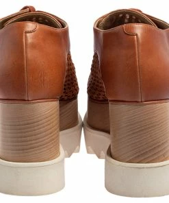 Best Pirce 😀 Stella McCartney Brown Faux Cut Out Leather Elyse Platform Derby Size 37 For 👩 Women 👏 -Stella McCartney Shop luxury women stella mccartney used shoes p413136 004