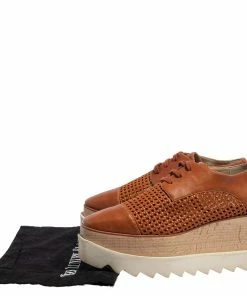 Best Pirce 😀 Stella McCartney Brown Faux Cut Out Leather Elyse Platform Derby Size 37 For 👩 Women 👏 -Stella McCartney Shop luxury women stella mccartney used shoes p413136 008