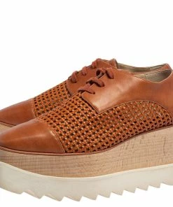 Best Pirce 😀 Stella McCartney Brown Faux Cut Out Leather Elyse Platform Derby Size 37 For 👩 Women 👏 -Stella McCartney Shop luxury women stella mccartney used shoes p413136 009