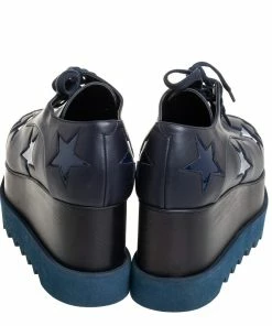 Best Pirce ⭐ Stella McCartney Navy Blue Faux Leather Elyse Star Platform Derby Size 39 For 👩 Women 👍 -Stella McCartney Shop luxury women stella mccartney used shoes p413253 003