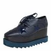 Best Pirce ⭐ Stella McCartney Navy Blue Faux Leather Elyse Star Platform Derby Size 39 For 👩 Women 👍