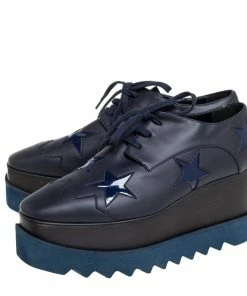 Best Pirce ⭐ Stella McCartney Navy Blue Faux Leather Elyse Star Platform Derby Size 39 For 👩 Women 👍 -Stella McCartney Shop luxury women stella mccartney used shoes p413253 008