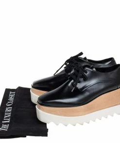 Best Pirce 🎉 Stella McCartney Black Faux Leather Elyse Platform Derby Size 35.5 For 👩 Women 🤩 -Stella McCartney Shop luxury women stella mccartney used shoes p419149 002