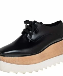 Best Pirce 🎉 Stella McCartney Black Faux Leather Elyse Platform Derby Size 35.5 For 👩 Women 🤩