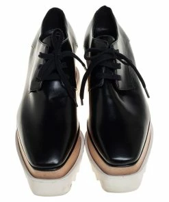 Best Pirce 🎉 Stella McCartney Black Faux Leather Elyse Platform Derby Size 35.5 For 👩 Women 🤩 -Stella McCartney Shop luxury women stella mccartney used shoes p419149 006
