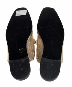 Buy 👏 Stella McCartney Metallic Gold Faux Croc Leather Chain Trim Flats Size 39 For 👩 Women 🔥 -Stella McCartney Shop luxury women stella mccartney used shoes p421229 001