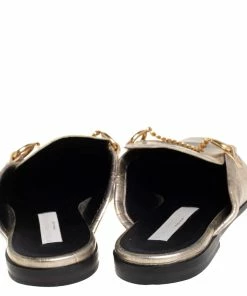 Buy 👏 Stella McCartney Metallic Gold Faux Croc Leather Chain Trim Flats Size 39 For 👩 Women 🔥 -Stella McCartney Shop luxury women stella mccartney used shoes p421229 002