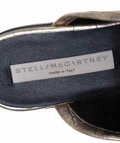 Buy 👏 Stella McCartney Metallic Gold Faux Croc Leather Chain Trim Flats Size 39 For 👩 Women 🔥 -Stella McCartney Shop luxury women stella mccartney used shoes p421229 004